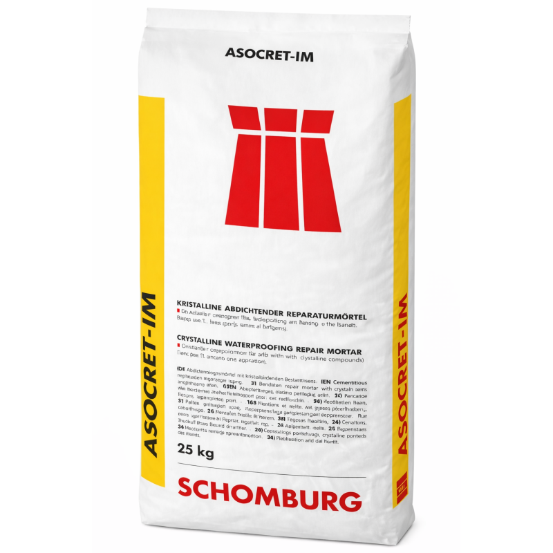 ASOCRET-IM ( АСОСКРЕТ-ІМ, уп 25кг, 2кг/м.п. (20х20мм) - кристалоутворювальний ремонтний розчин для бетону